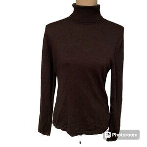 LANDS’ END SWEATER TURTLENECK DARK GRAY LONG SLEEVE WOOL BLEND SIZE S 6-8